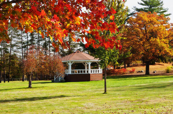 Autumn Art Print featuring the photograph Picturesque Gazebo in the Town of Orange by Mitchell R Grosky