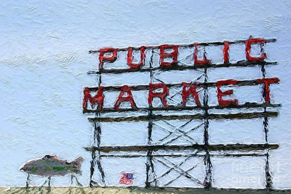 Seattle Art Print featuring the painting Pike Place Market by Linda Woods