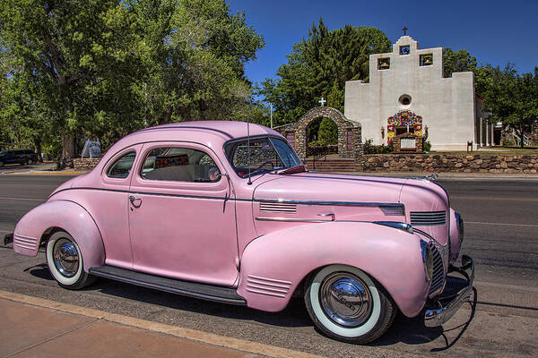 Dodge Art Print featuring the photograph Pink Dodge in Tularosa by Diana Powell
