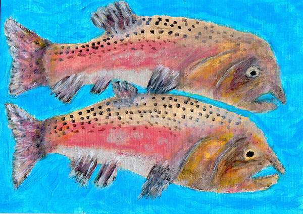 Salmon Art Print featuring the painting Pink Male Salmon by Carol Eliassen