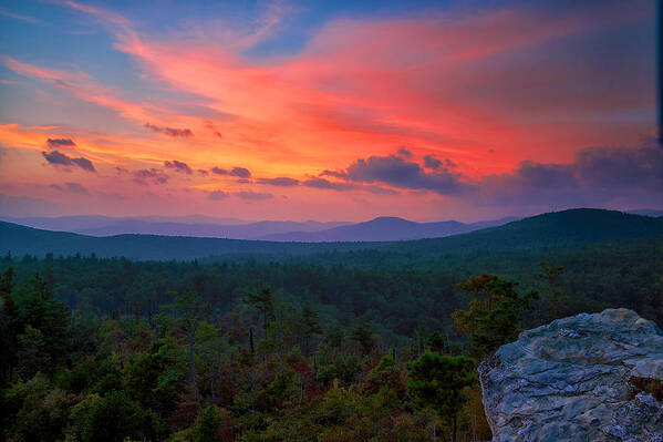 Linville Gorge Art Print featuring the photograph Pinnacle Sunset by Mark Steven Houser