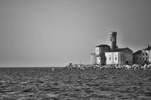 Sea Art Print featuring the photograph Piran bw by Ivan Slosar