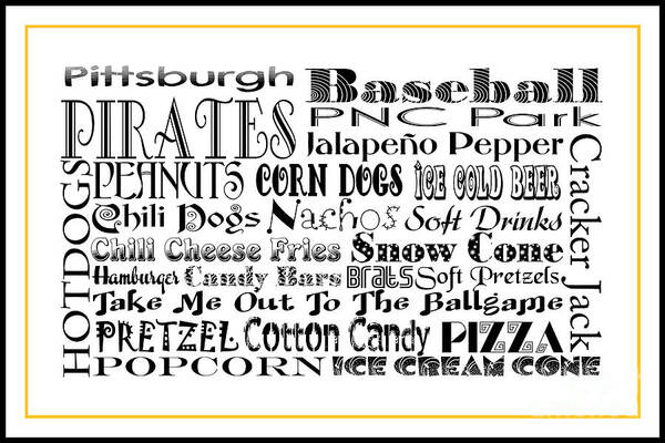 Andee Design Baseball Art Print featuring the digital art Pittsburgh Pirates BASEBALL Game Day Food 3 by Andee Design