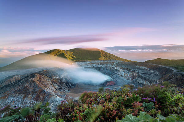 Tranquility Art Print featuring the photograph Poas Volcano Crater At Sunset, Costa by Matteo Colombo