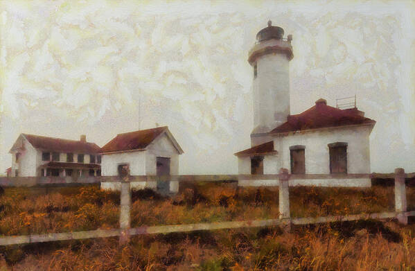 Fort Warden Art Print featuring the digital art Point Wilson Lighthouse by Mark Kiver