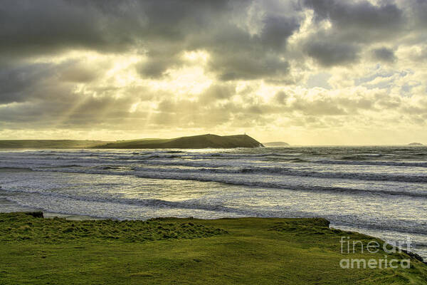 Cornish Canvas Art Print featuring the photograph Polzeath Sunrays by Chris Thaxter