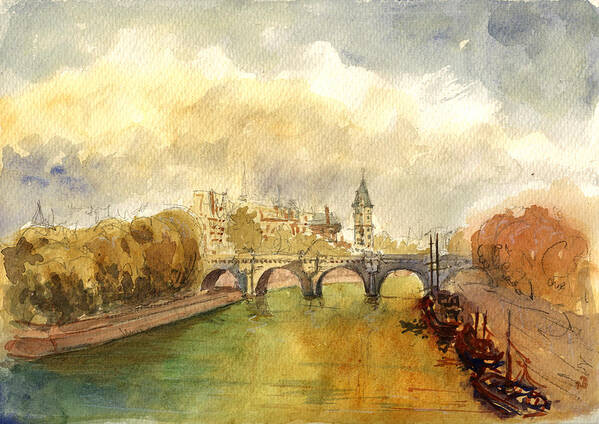 Paris Art Print featuring the painting Ponte Neuf Paris by Juan Bosco