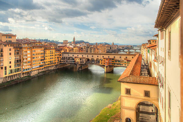 Uffizi Art Print featuring the photograph Ponte Vecchio from the UffIzi Florence Italy by W Chris Fooshee