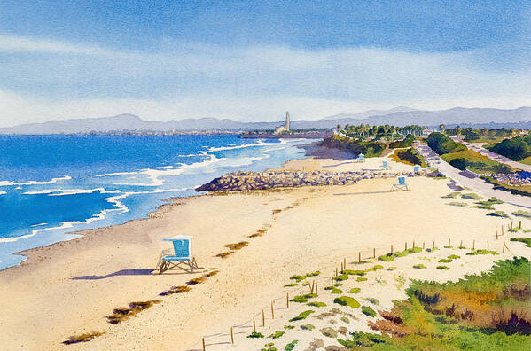 Ponto Art Print featuring the painting Ponto Beach Carlsbad California by Mary Helmreich