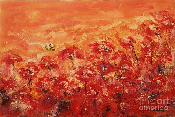 Poppy Art Print featuring the painting Poppy Fly By by Dan Campbell