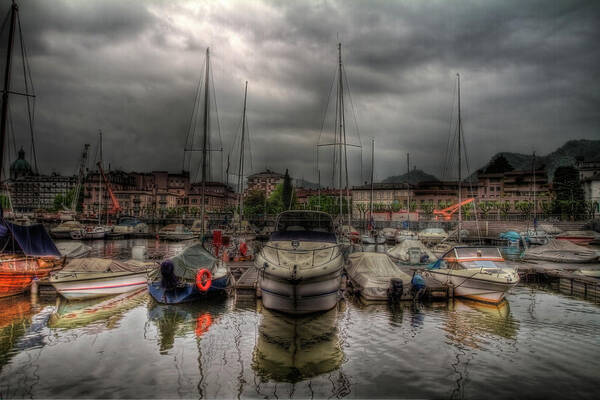 Boat Art Print featuring the photograph Port at Como Lake by Roberto Pagani