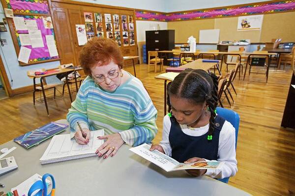 Adult Art Print featuring the photograph Primary School Reading Lesson by Jim West