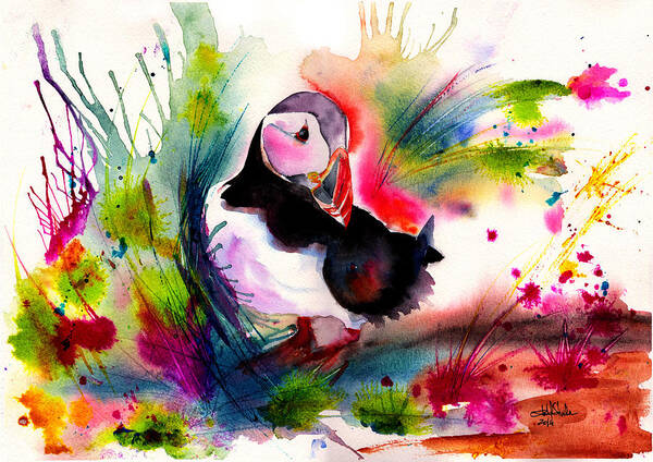 Painting Art Print featuring the painting Puffin by Isabel Salvador