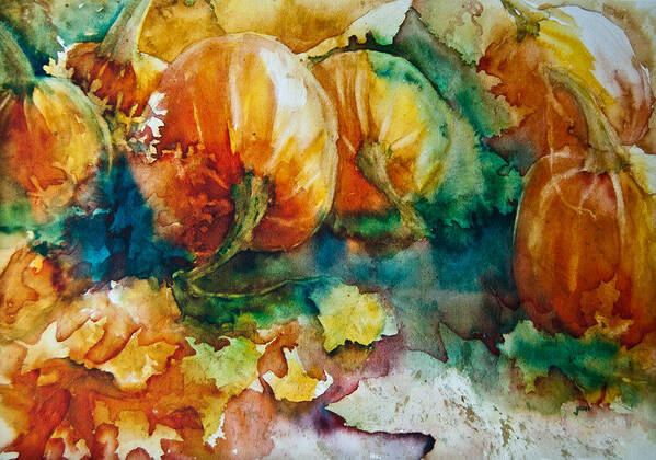 Pumpkins Art Print featuring the painting Pumpkin Patch by Jani Freimann
