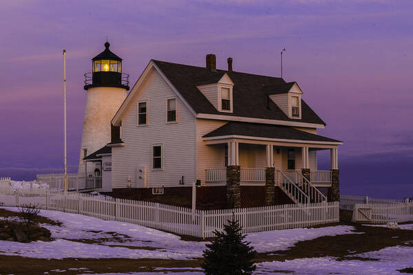 Pemaquid Point Lighthouse Maine Coast Art Print featuring the photograph Purple Pemaquid by David Hufstader