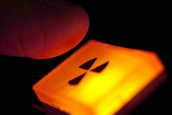 The End Art Print featuring the photograph Push the button; radiation warning or nuclear war; last resort by Davidhills