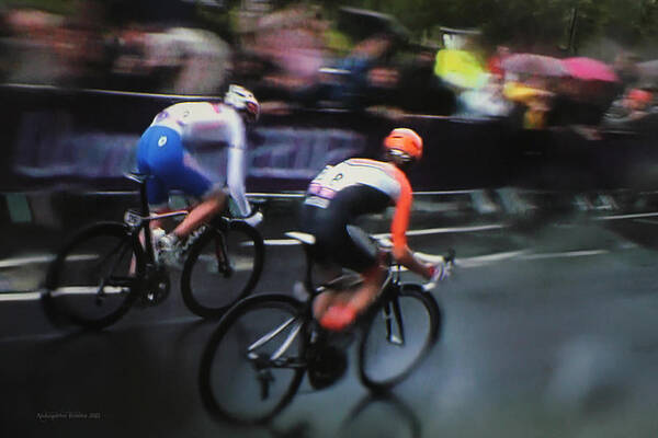 Bicycle Racing Art Print featuring the photograph Racing In The Rain by Aleksander Rotner