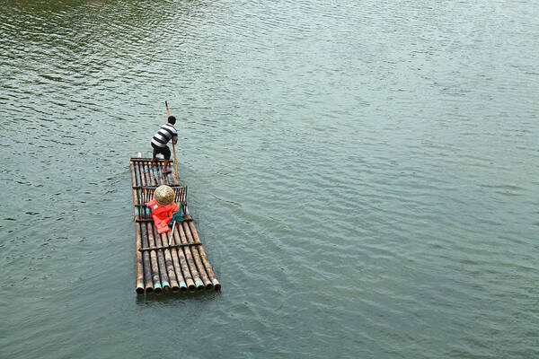 Yangshuo Art Print featuring the photograph Raft In River by Nisa And Ulli Maier Photography