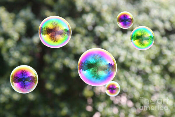 Air Art Print featuring the photograph Rainbow Bubbles by Suzi Nelson