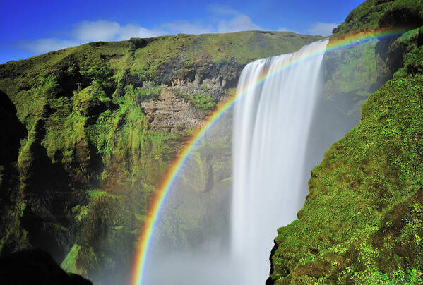 Skogaa Art Print featuring the photograph Rainbow In Skogafoss Waterfall, Iceland by Nora Carol Photography