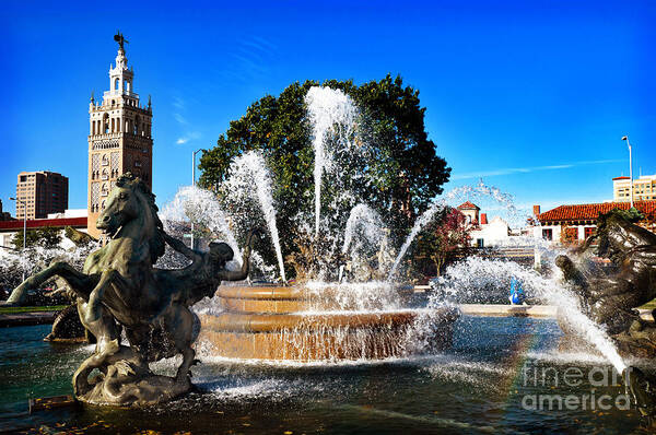 Kansas City Art Print featuring the photograph Rainbow in the JC Nichols Memorial Fountain by Andee Design