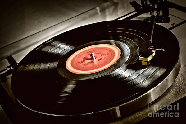 Vinyl Art Print featuring the photograph Record on turntable by Elena Elisseeva