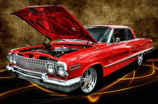 Victor Montgomery Art Print featuring the photograph Red '63 Impala by Vic Montgomery