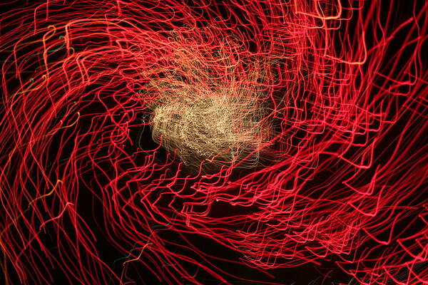 Light Painting Art Print featuring the photograph Red and White by Ric Bascobert