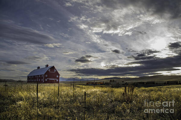 Greenland Art Print featuring the photograph Red Barn Southbound Train by Kristal Kraft