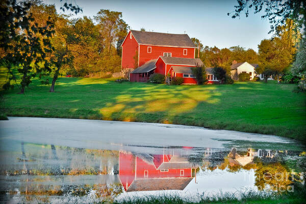 Red Art Print featuring the photograph Red Farm House by Gary Keesler