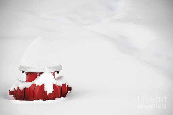 Outdoor Art Print featuring the photograph Red fired hydrant buried in the snow. by Oscar Gutierrez