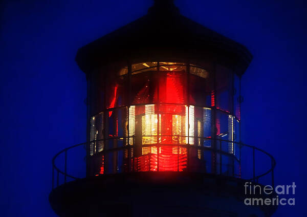 Lighthouse Art Print featuring the photograph Red Lens by Adria Trail