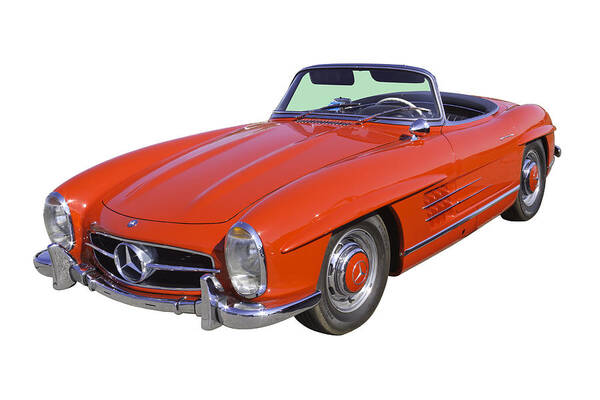 Mercedes Art Print featuring the photograph Red Mercedes Benz 300 SL Convertible by Keith Webber Jr