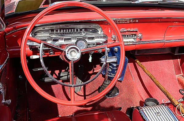  Mercury Comet Art Print featuring the photograph Red Mercury Comet Convertible Dashboard by Kathy K McClellan