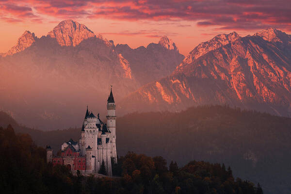 Autumn Art Print featuring the photograph Red Morning Above The Castle by Daniel ?e?icha