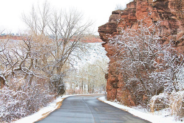 Red Rocks Art Print featuring the photograph Red Rocks Winter Landscape Drive by James BO Insogna