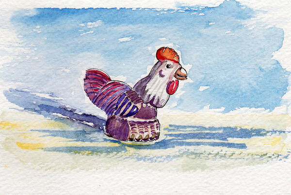 Red Rooster Art Print featuring the painting Red Rooster by Julie Maas