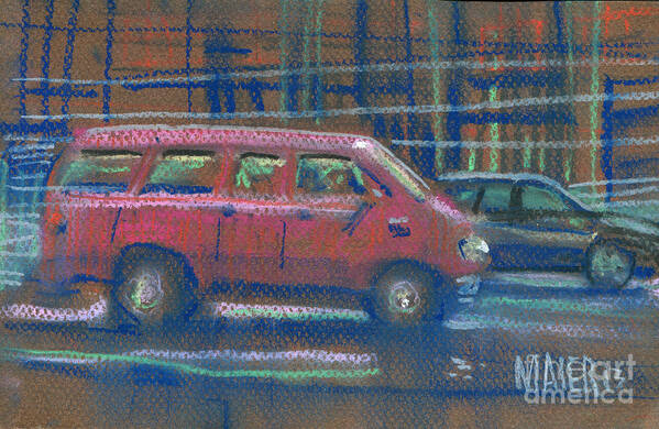 Van Art Print featuring the painting Red Van by Donald Maier