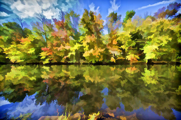 Autumn Art Print featuring the photograph Reflection of Autumn Colors on the Canal III by David Letts