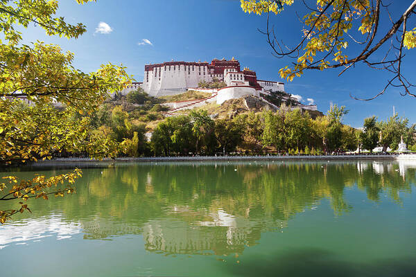 Water's Edge Art Print featuring the photograph Reflection Of Potala Palace In Lhasa by Loonger
