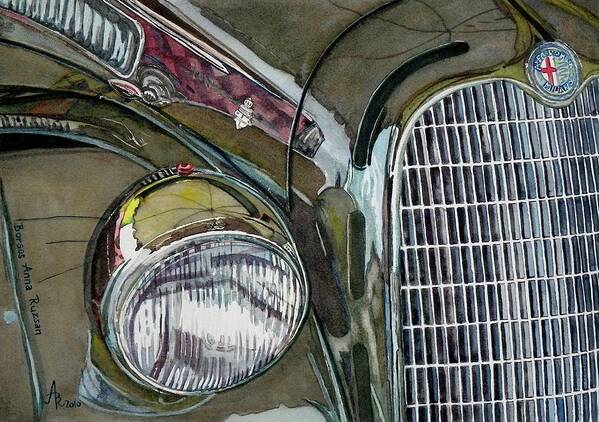 1931 Alfa Romeo Art Print featuring the painting Reflections on 1931 Alfa Romeo Milano by Anna Ruzsan