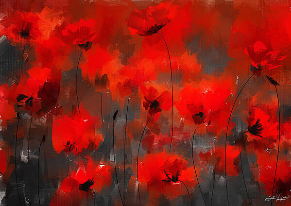 Poppies Art Print featuring the painting Remembrance by Lourry Legarde