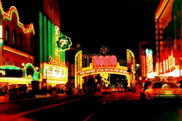 Reno Art Print featuring the photograph Reno at Night by Michelle Calkins
