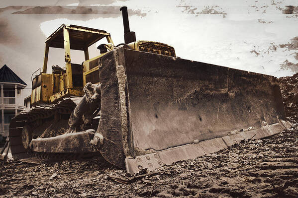 Bulldozer Art Print featuring the photograph Restore The Shore by Tom Gari Gallery-Three-Photography
