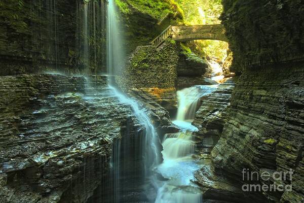 Watkins Glen State Park Art Print featuring the photograph Rainbow Falls Watkins Glen by Adam Jewell