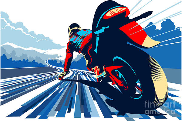 Motor Sports Art Print featuring the painting Riding on the edge by Sassan Filsoof