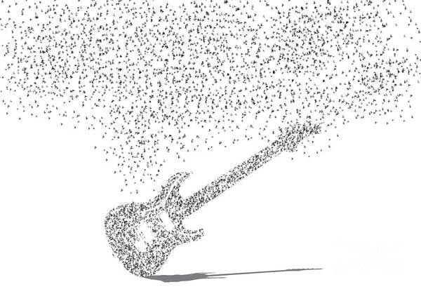 Guitar Art Print featuring the digital art Rising Tunes by Trilby Cole
