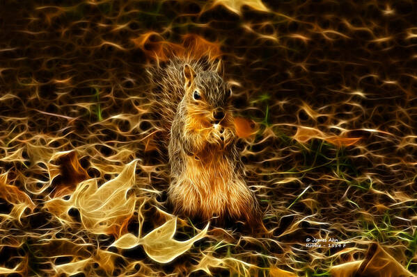 Digital Art Art Print featuring the digital art Robbie the Squirrel -1554 F by James Ahn