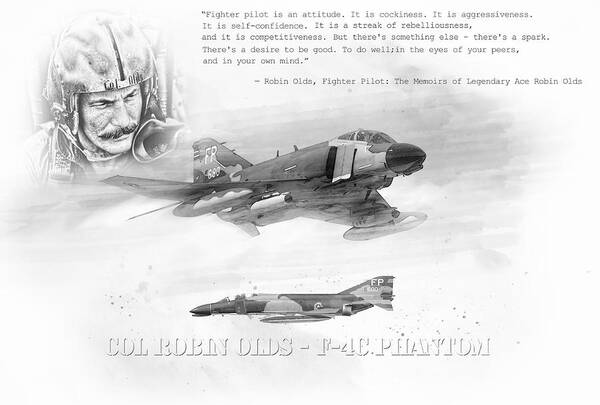 Robin Olds Art Print featuring the digital art Robin Olds by Peter Chilelli