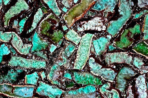 Rock Art Print featuring the photograph Blue Green Bacon Stone by Debra Amerson